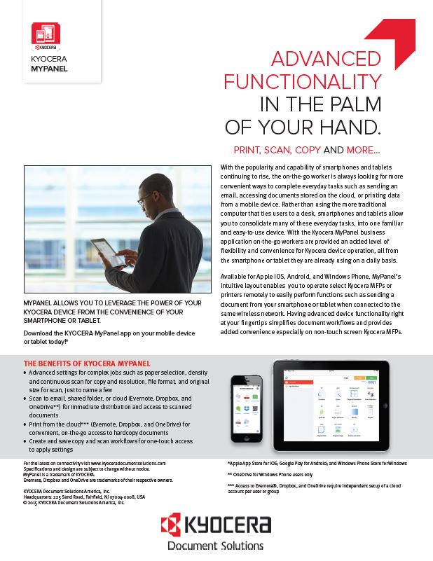 Kyocera, Software, Mobile, Cloud, Mypanel, Athens Digital Systems