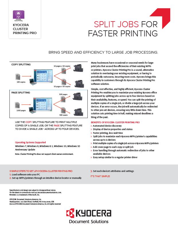 Kyocera, Software, Output Management, Kyocera Cluster Printing, Athens Digital Systems